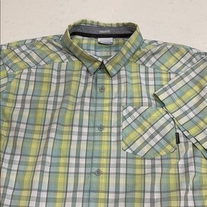 Columbia Button Down Shirt Green Plaid XXL EUC